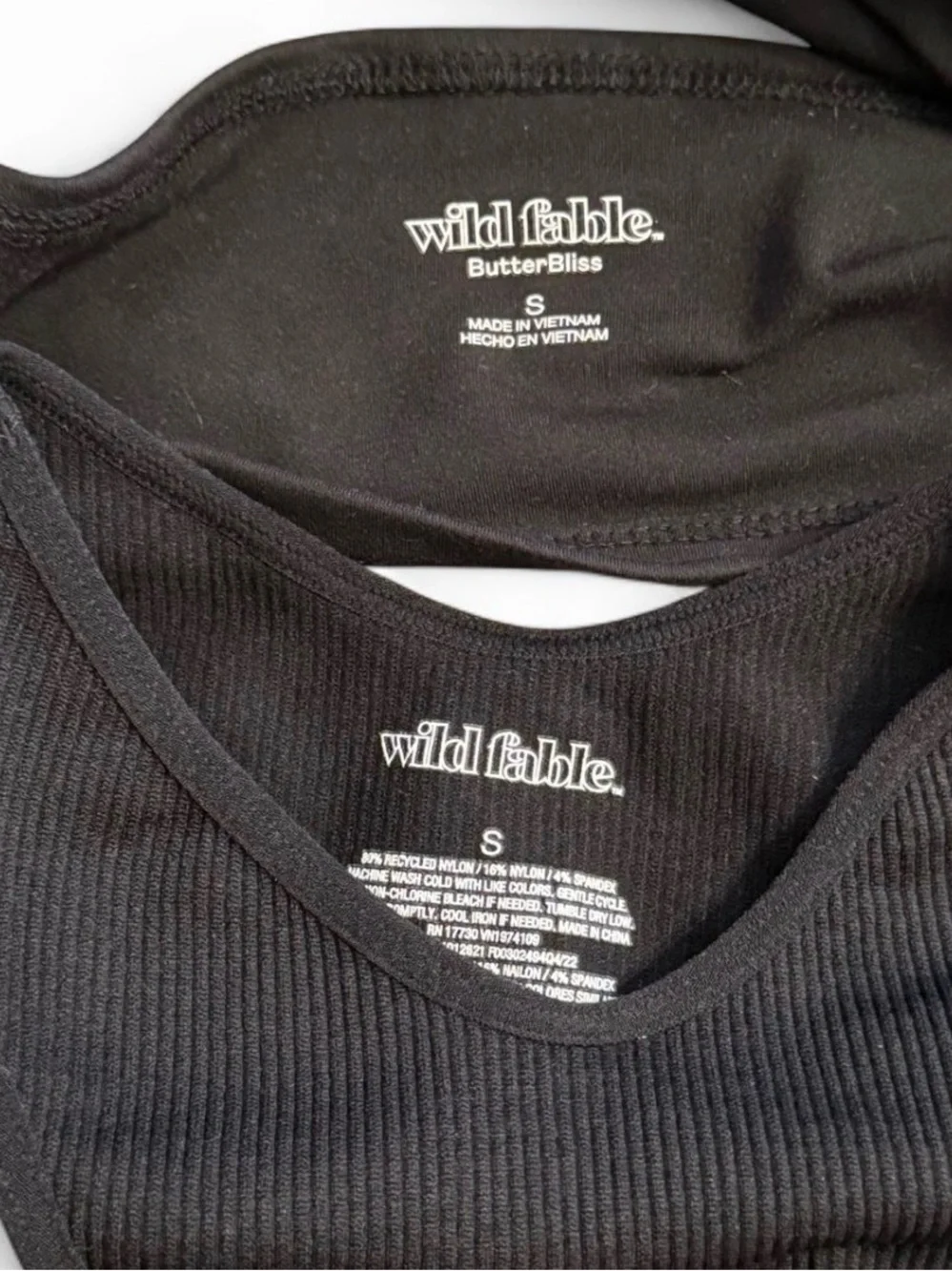Black Ribbed Racerback Crop Top & Halter Bralette. Small - Picture 3 of 3